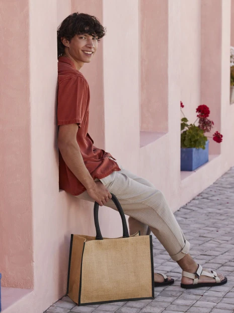 Tote bags à personnaliser WESTFORDMILL NATURAL STARCHED JUTE CLASSIC SHOPPER 