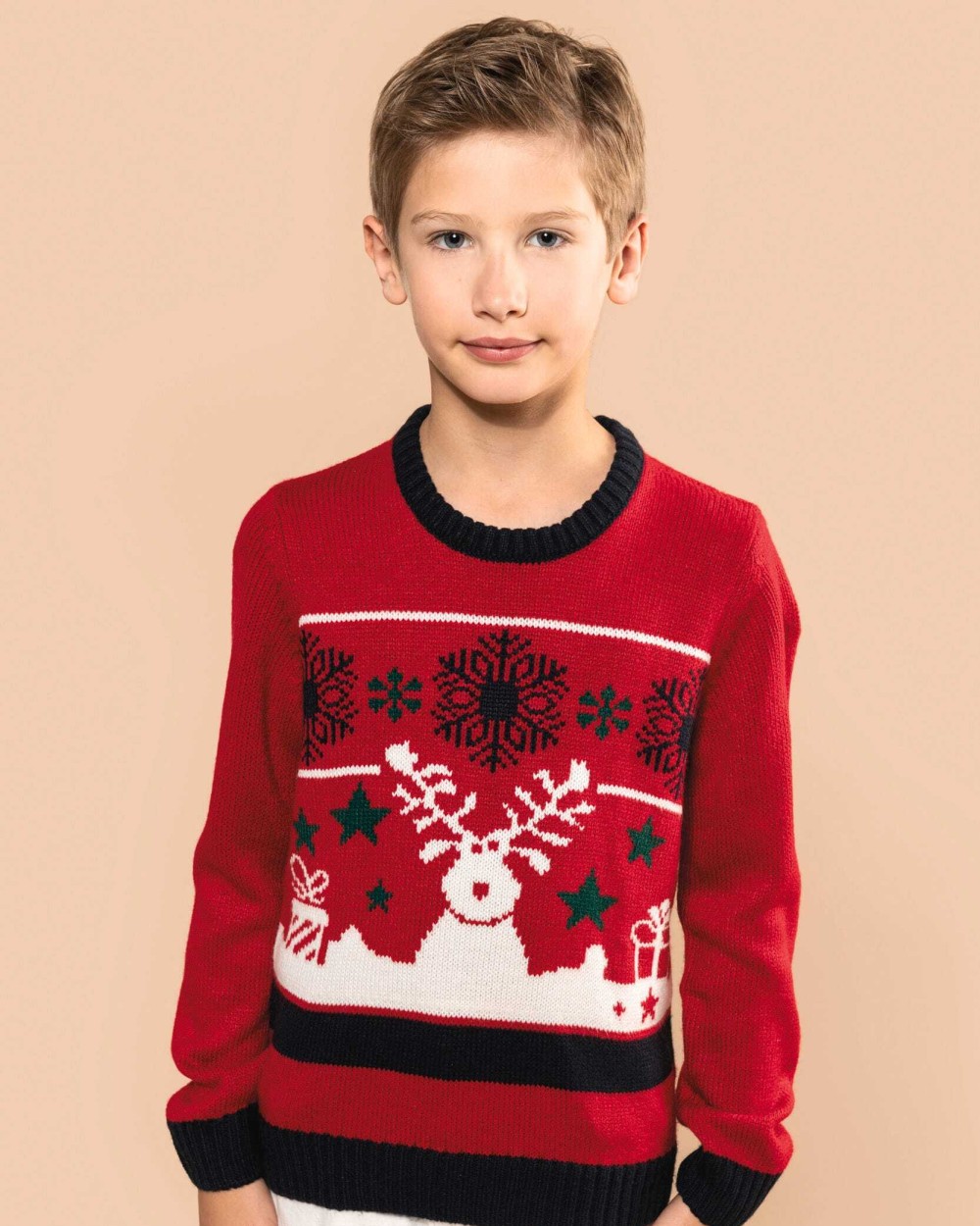 Pulls personnalisable KARIBAN Pullover col rond de Noël enfant