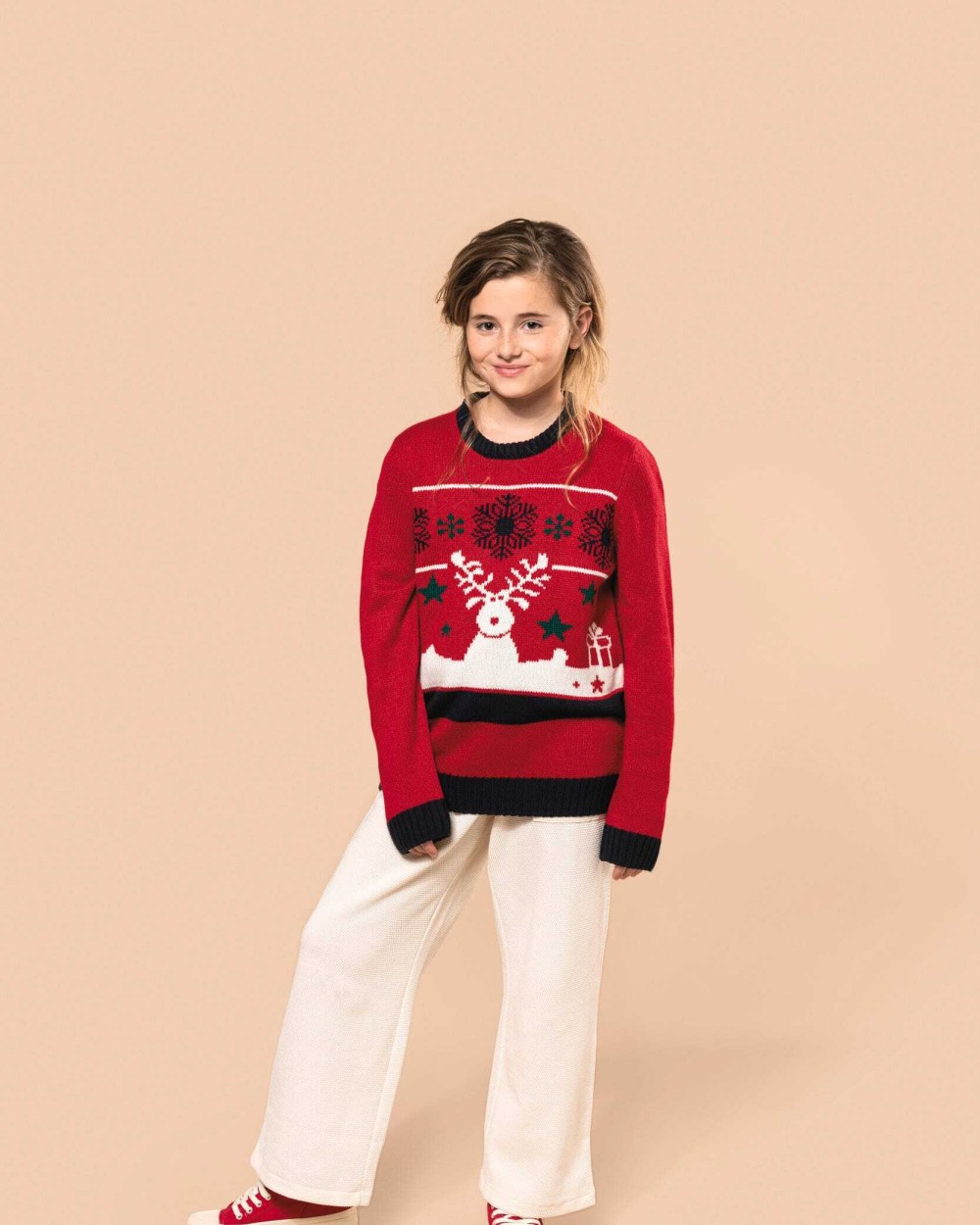 Pulls personnalisable KARIBAN Pullover col rond de Noël enfant