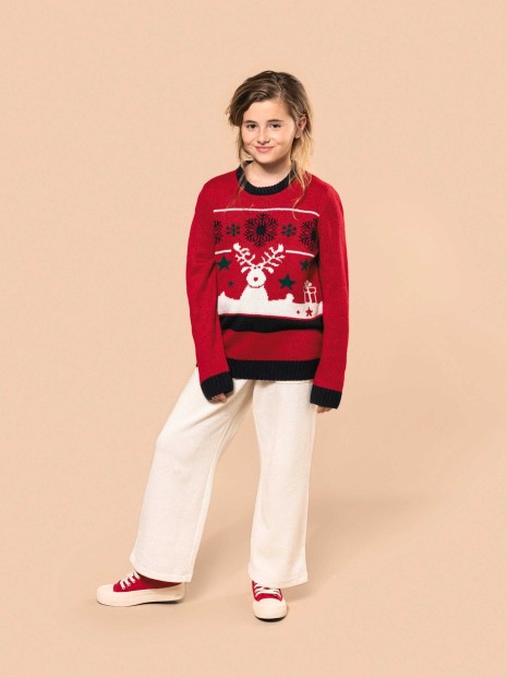 Pulls à personnaliser KARIBAN Pullover col rond de Noël enfant 