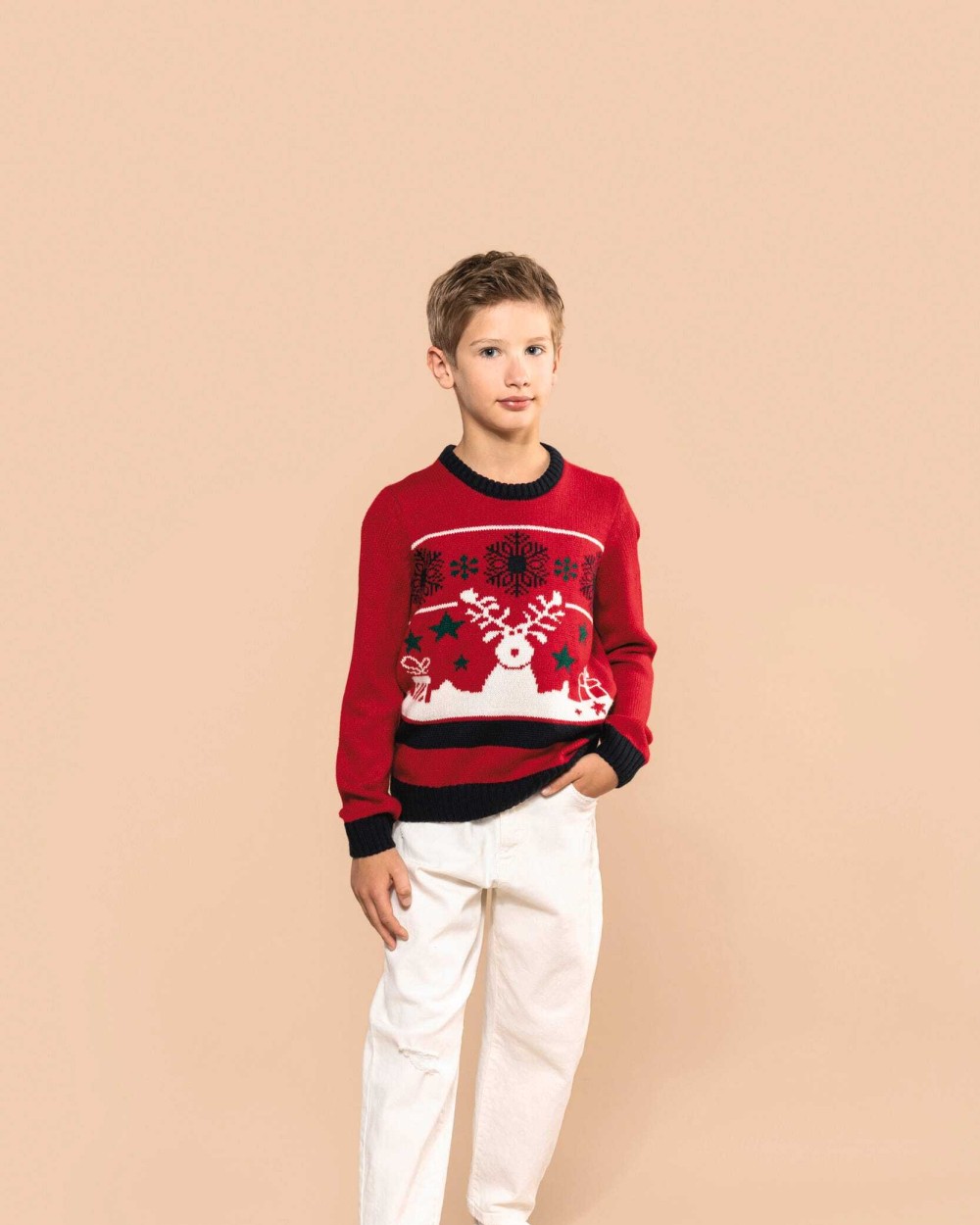 Truien KARIBAN Kinder kersttrui met ronde hals voor bedrukking &amp; borduring