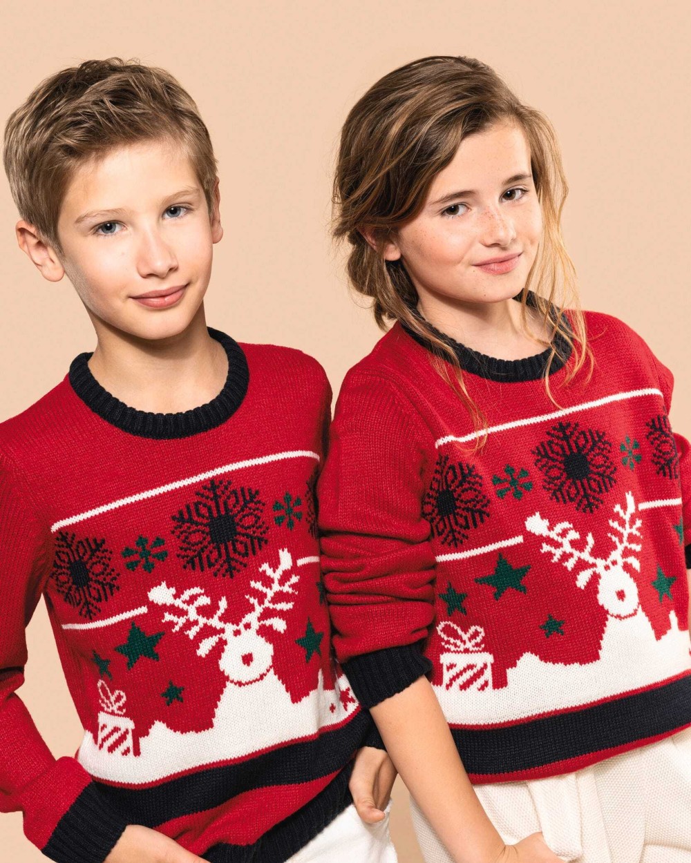 Pulls personnalisable KARIBAN Pullover col rond de Noël enfant