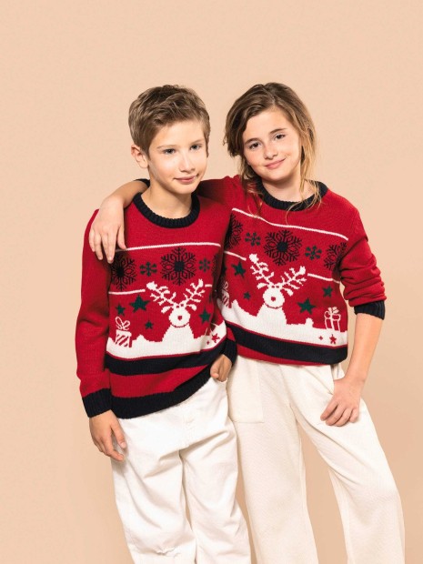 Pulls à personnaliser KARIBAN Pullover col rond de Noël enfant 
