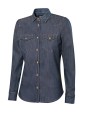 VELILLA WOMEN'S LONG-SLEEVE STRETCH DENIM SHIRT Hemden personalisierbar