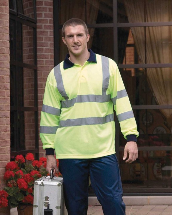 Polo's YOKO High Visibility Long Sleeve Polo Shirt voor bedrukking &amp; borduring