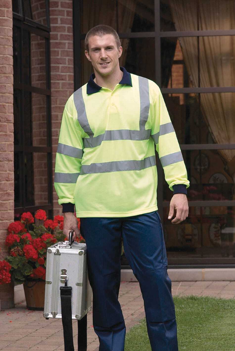 Polo's YOKO High Visibility Long Sleeve Polo Shirt voor bedrukking &amp; borduring