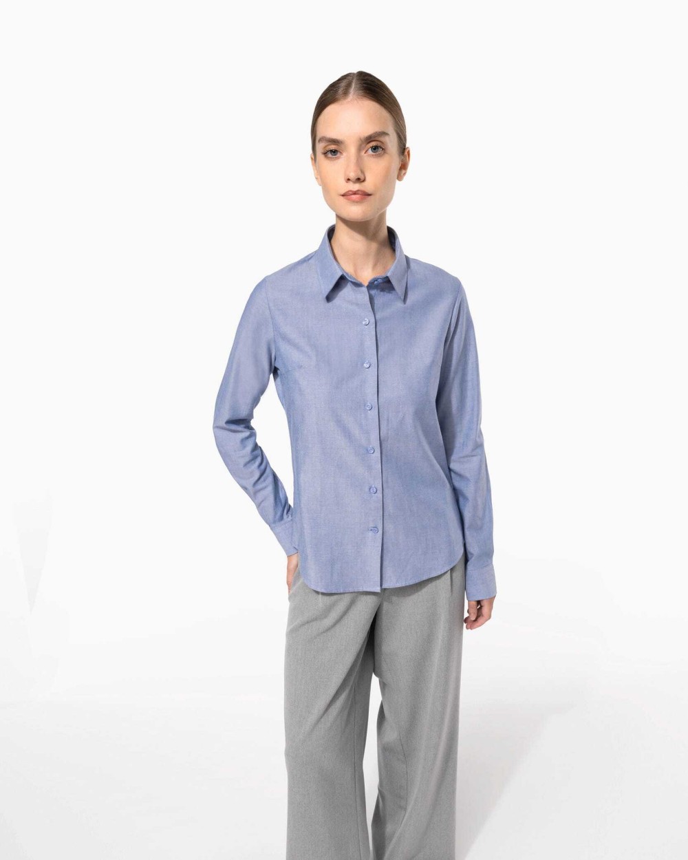Hemden KARIBAN Dames Oxford blouse lange mouwen voor bedrukking &amp; borduring