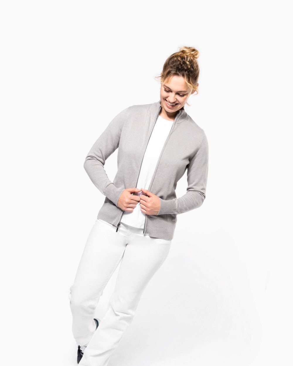 Pulls personnalisable KARIBAN Cardigan zippé femme