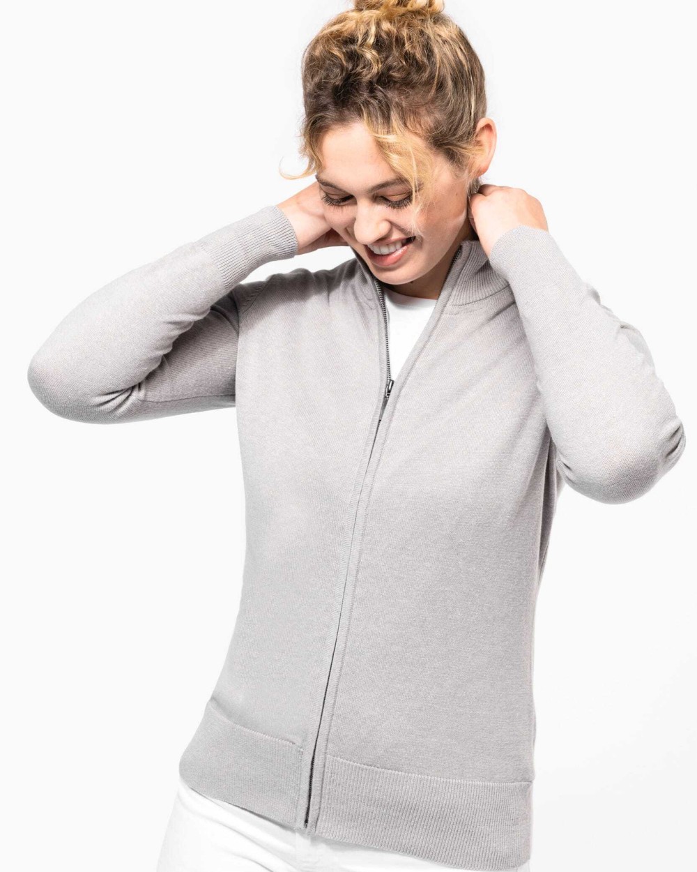 Pulls personnalisable KARIBAN Cardigan zippé femme