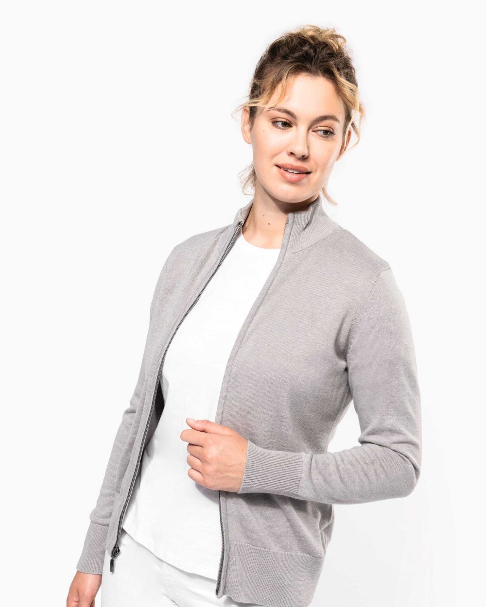 KARIBAN Damen Cardigan mit Reißverschluss Pullovers personalisierbar
