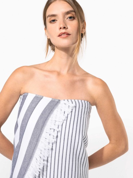 Produits éponges à personnaliser KARIBAN Fouta rayée avec franges 