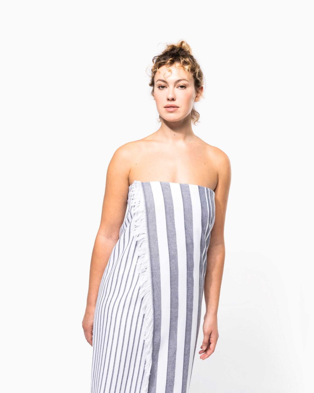 Produits éponges personnalisable KARIBAN Fouta rayée avec franges