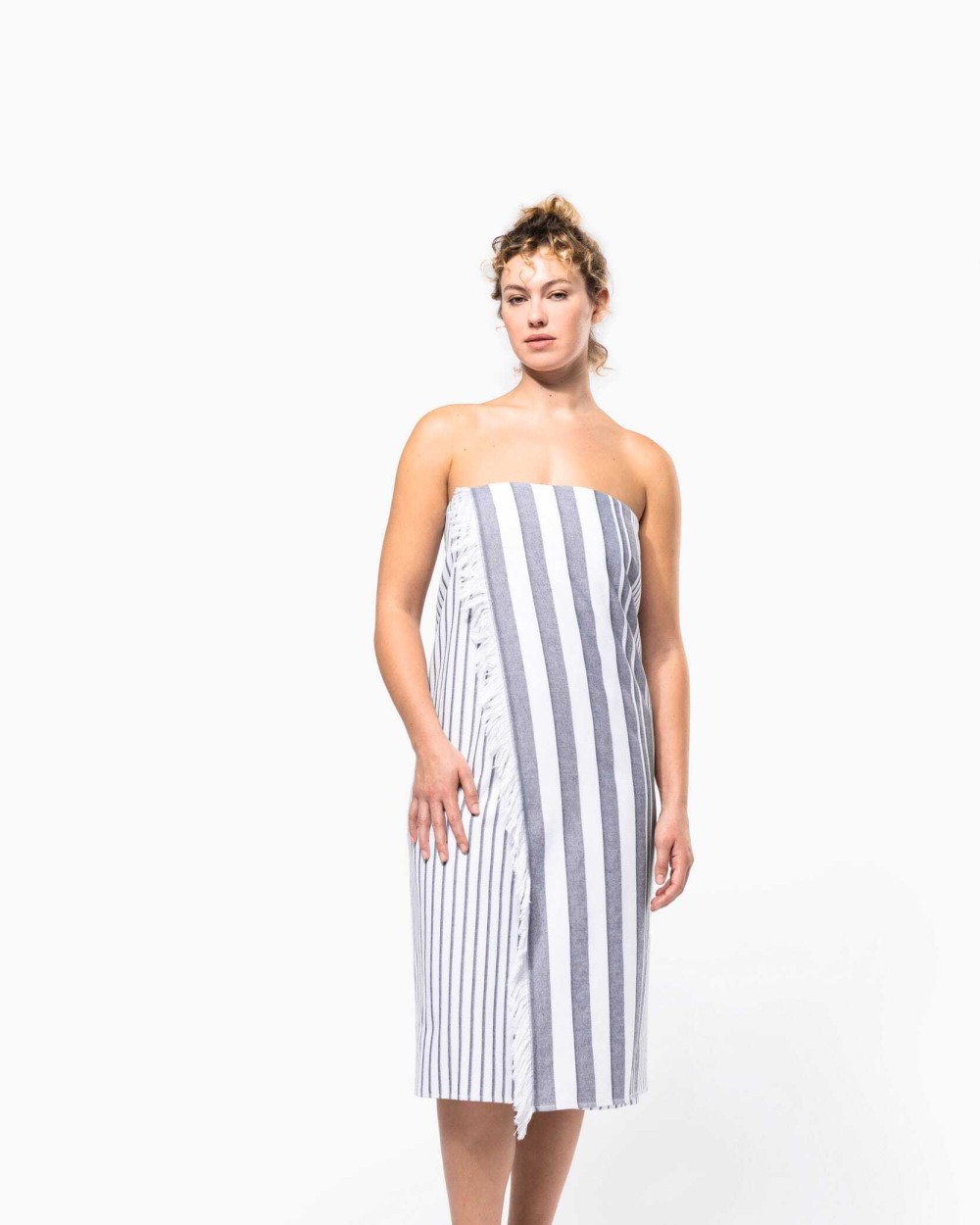 Produits éponges personnalisable KARIBAN Fouta rayée avec franges