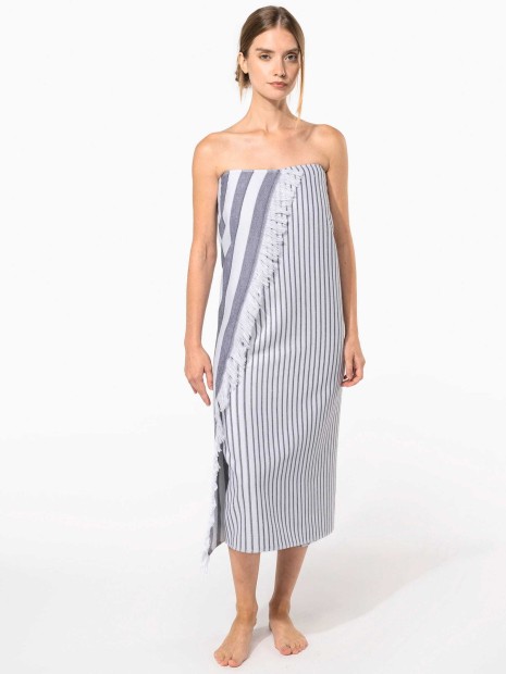 Produits éponges à personnaliser KARIBAN Fouta rayée avec franges 