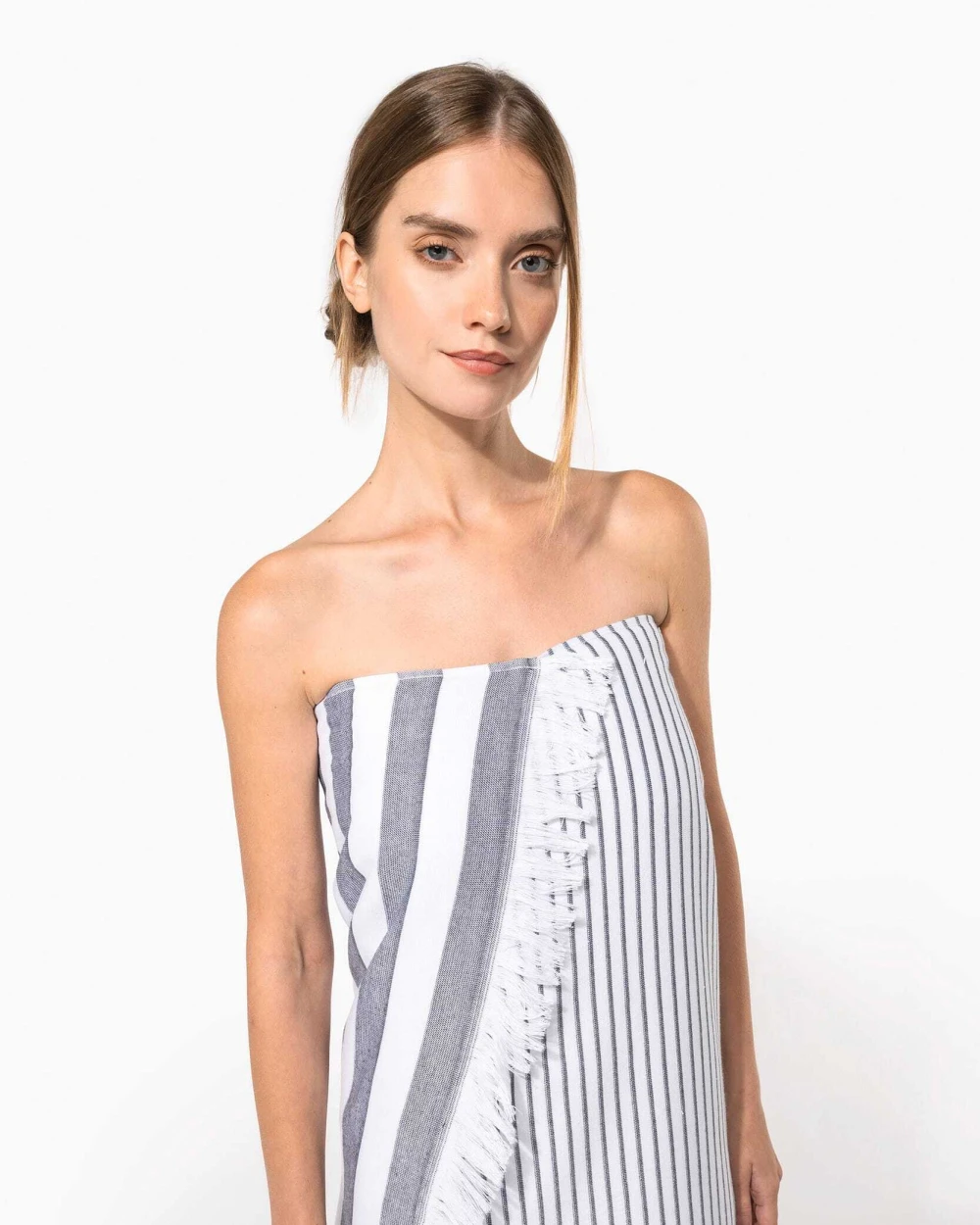 Produits éponges personnalisable KARIBAN Fouta rayée avec franges