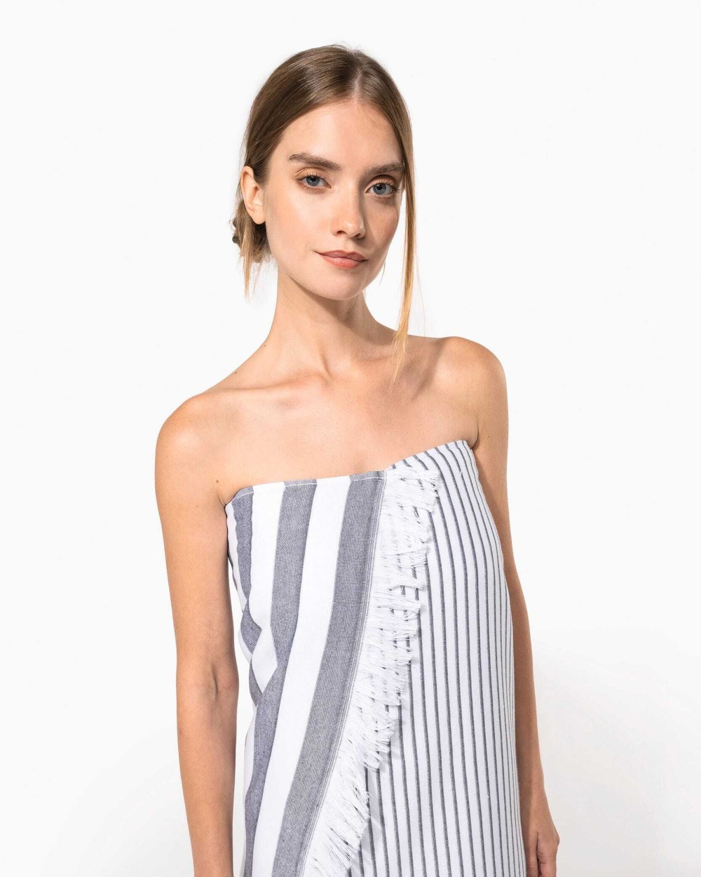 Produits éponges personnalisable KARIBAN Fouta rayée avec franges