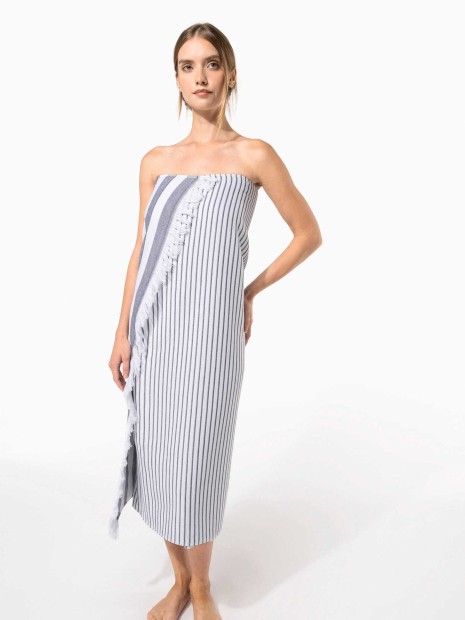 Produits éponges à personnaliser KARIBAN Fouta rayée avec franges 