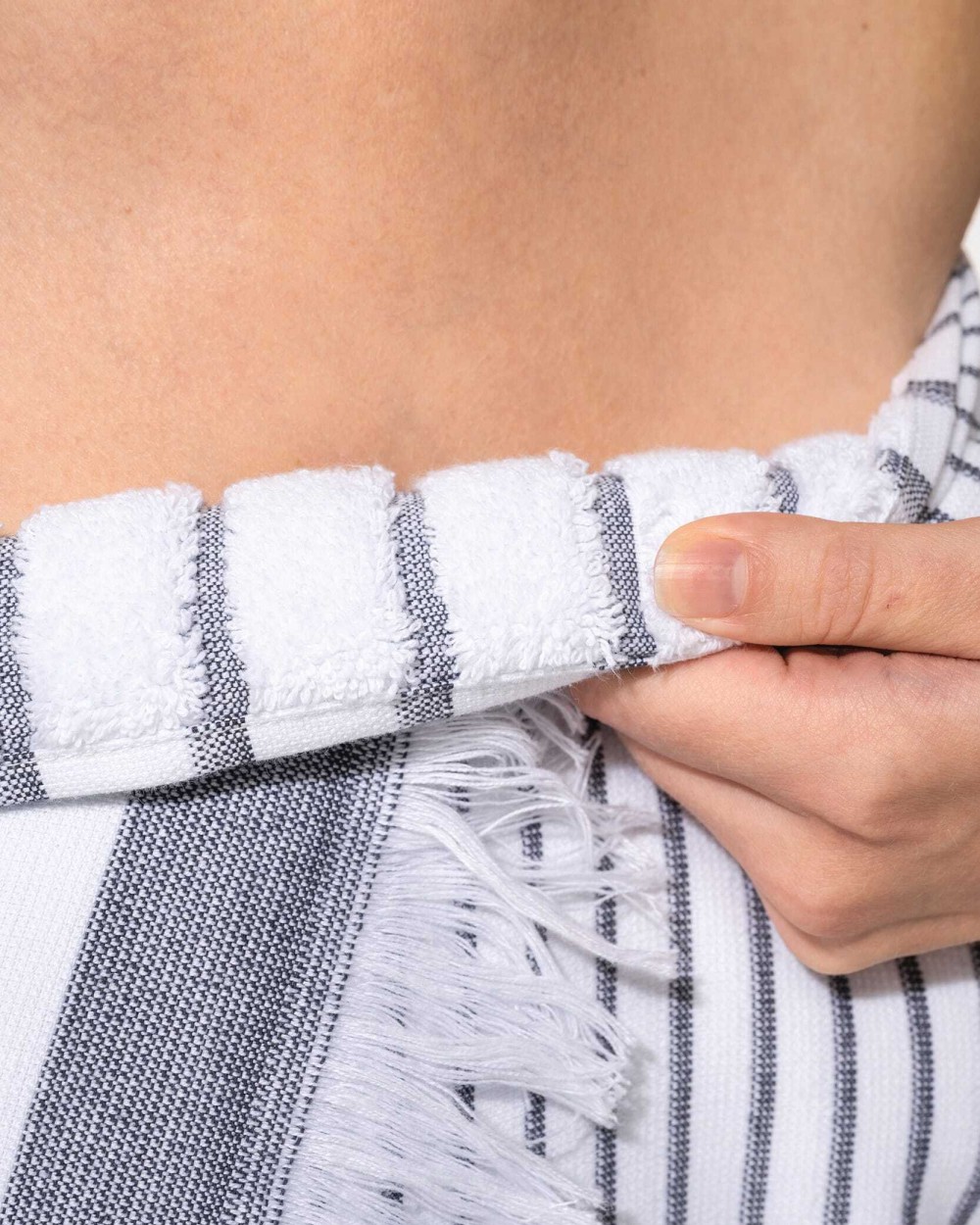 Bad artikelen KARIBAN Gestreepte fouta met franjes voor bedrukking &amp; borduring