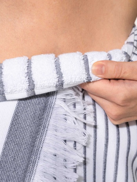 Produits éponges à personnaliser KARIBAN Fouta rayée avec franges 