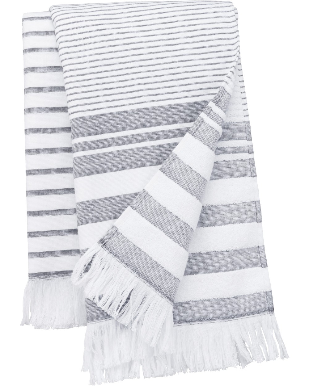 KARIBAN Gestreiftes Fouta-Tuch mit Fransen Bad Artikeln personalisierbar