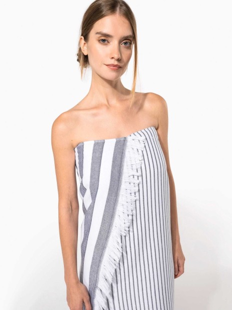 Produits éponges à personnaliser KARIBAN Fouta rayée avec franges 