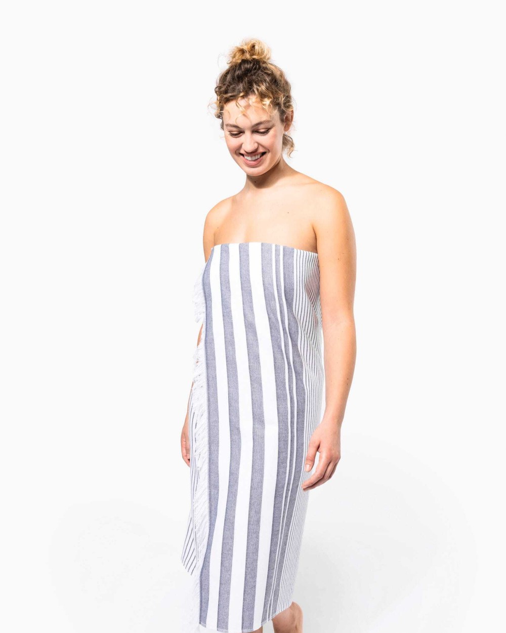 Bad artikelen KARIBAN Gestreepte fouta met franjes voor bedrukking &amp; borduring