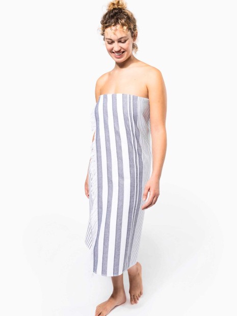 Produits éponges à personnaliser KARIBAN Fouta rayée avec franges 