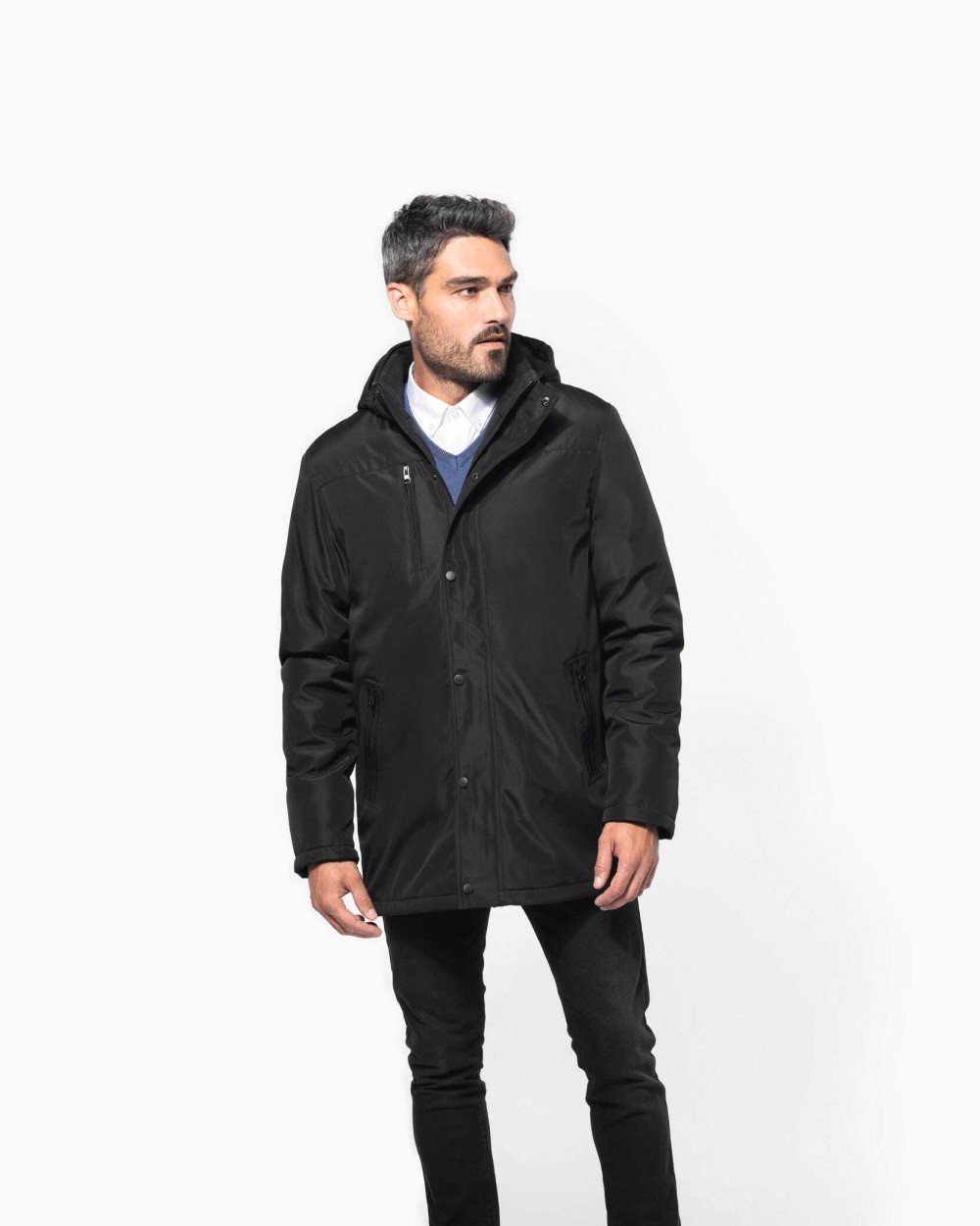 Jassen KARIBAN Parka met afneembare capuchon voor bedrukking &amp; borduring