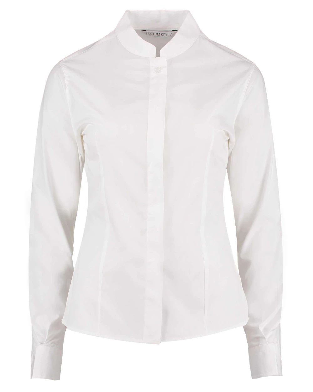 Hemden KUSTOM KIT Women's mandarin collar shirt long-sleeved (tailored fit) voor bedrukking &amp; borduring