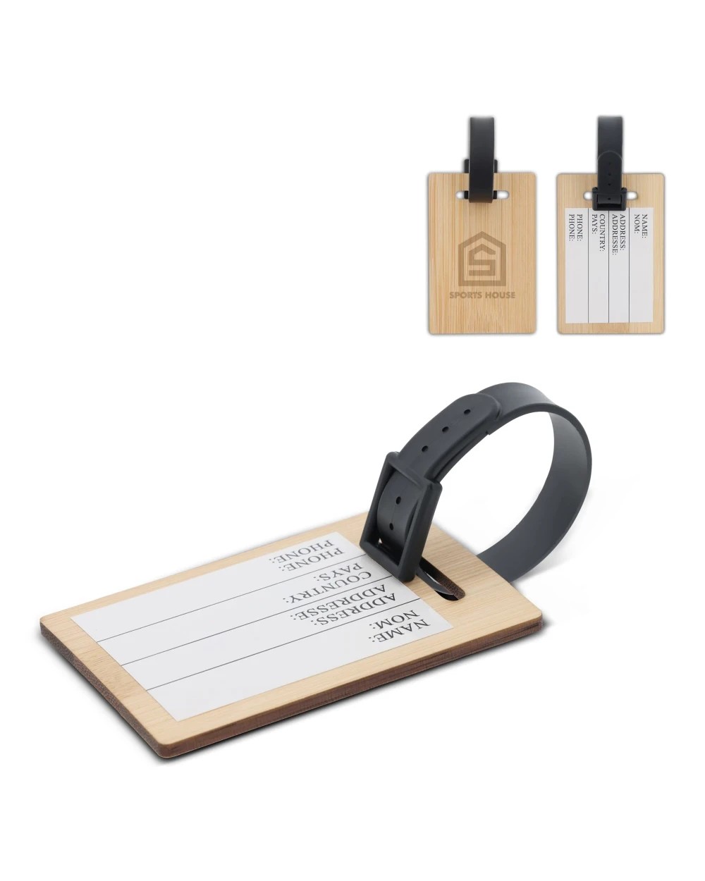 4DO Kofferanhänger aus Bambus Taschen personalisierbar