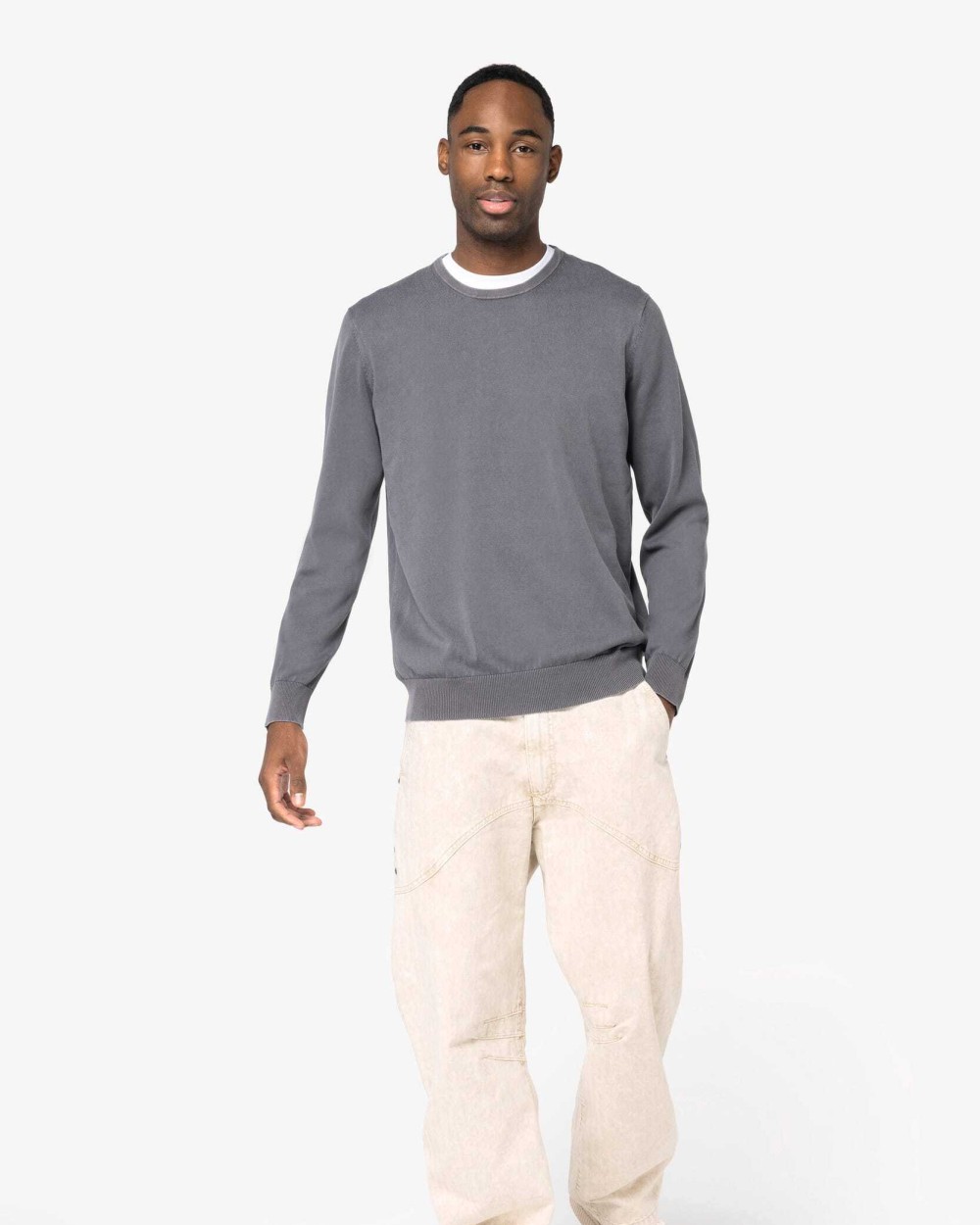 Pulls personnalisable NATIVE SPIRIT Pull écoresponsable délavé à col rond homme