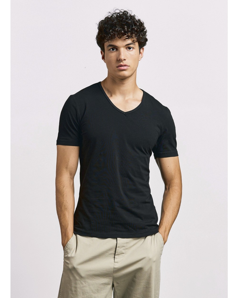 PROMODORO Men´s Slim Fit V-Neck-T T-Shirts personalisierbar