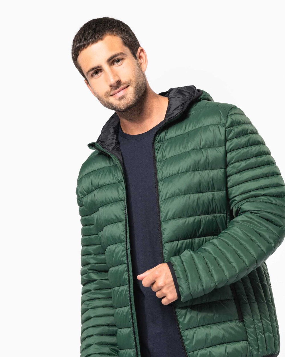 KARIBAN Leichte Herren-Steppjacke mit Kapuze Jacken personalisierbar
