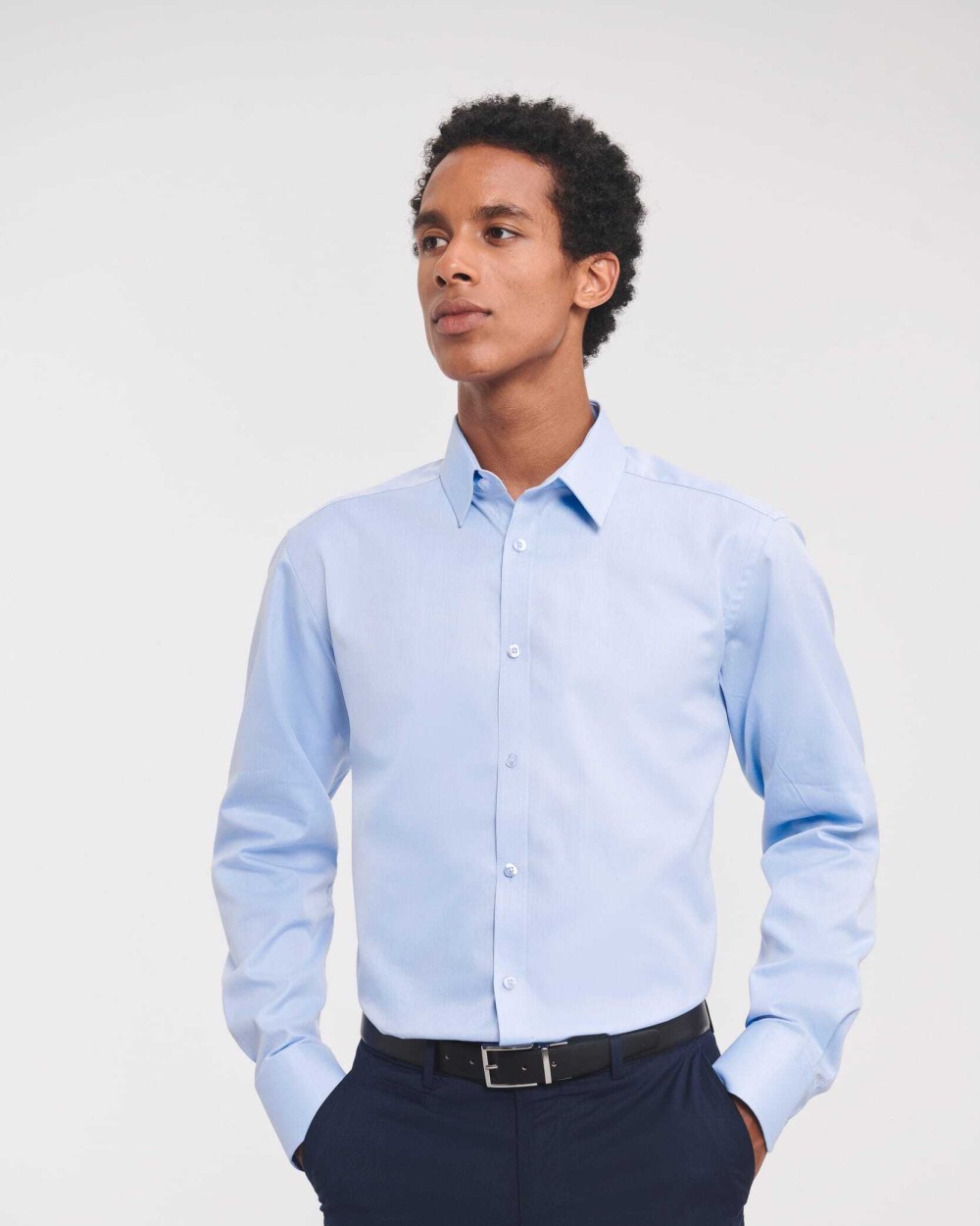 RUSSELL Men's Long Sleeve Herringbone Shirt Hemden personalisierbar