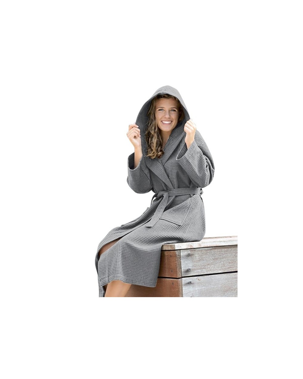 Produits éponges personnalisable A&R Robezz® Waffle Bathrobe With Hood
