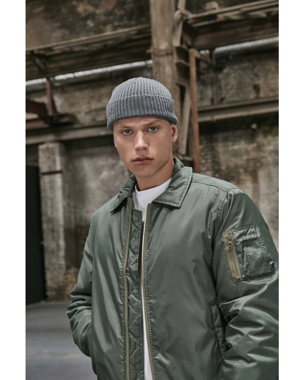 BUILD YOUR BRAND Recycled Yarn Fisherman Beanie Mützen personalisierbar