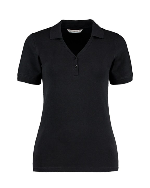 Polo's KUSTOM KIT Women's Regular Fit Comfortec® V Neck Polo voor bedrukking &amp; borduring