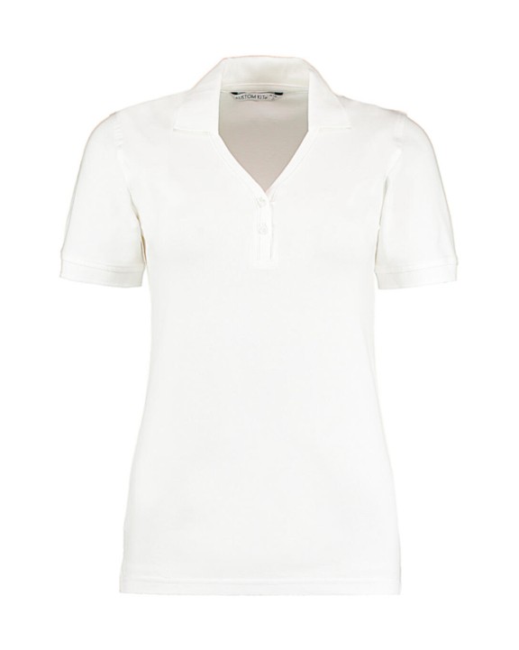 Polo's KUSTOM KIT Women's Regular Fit Comfortec® V Neck Polo voor bedrukking &amp; borduring