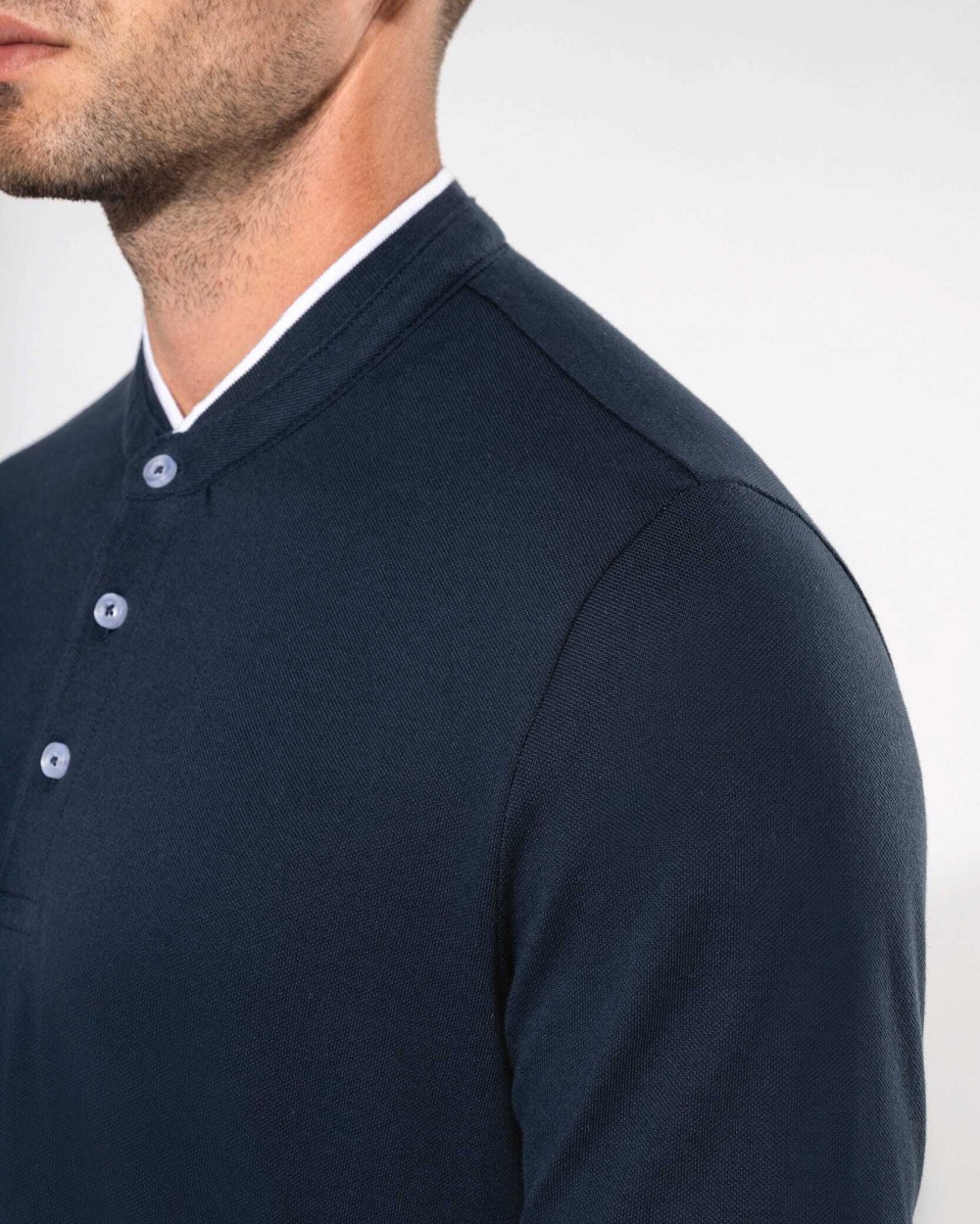 KARIBAN Kurzarm-Polohemd für Herren mit Maokragen Poloshirts personalisierbar
