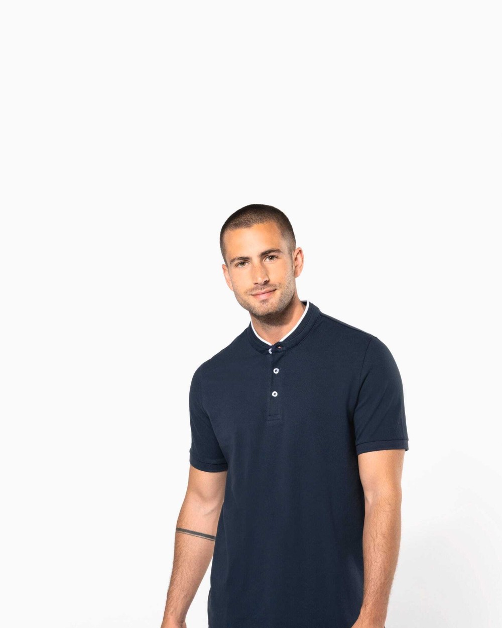 KARIBAN Kurzarm-Polohemd für Herren mit Maokragen Poloshirts personalisierbar