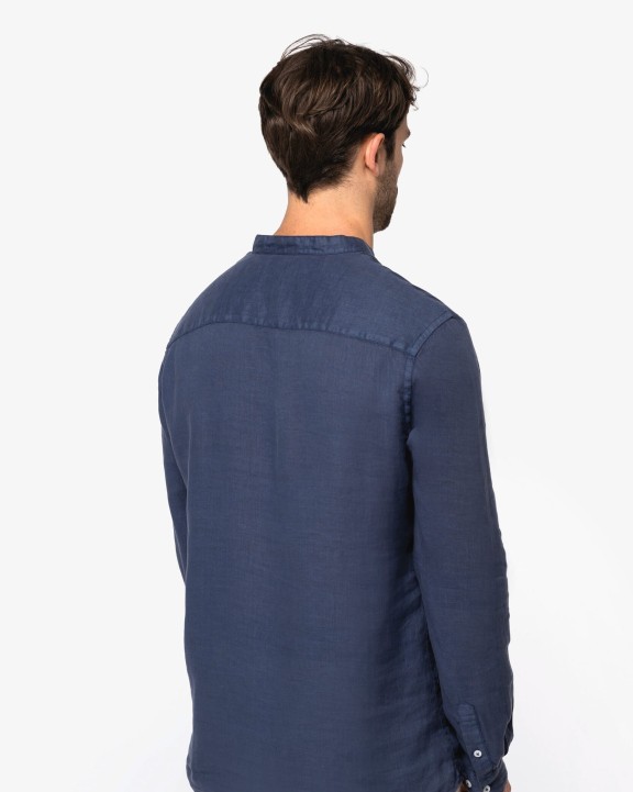 Chemises personnalisable SPASSO Chemise à col Mao délavée  en lin homme