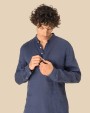 Chemises personnalisable SPASSO Chemise à col Mao délavée  en lin homme