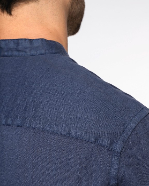 Chemises personnalisable SPASSO Chemise à col Mao délavée  en lin homme