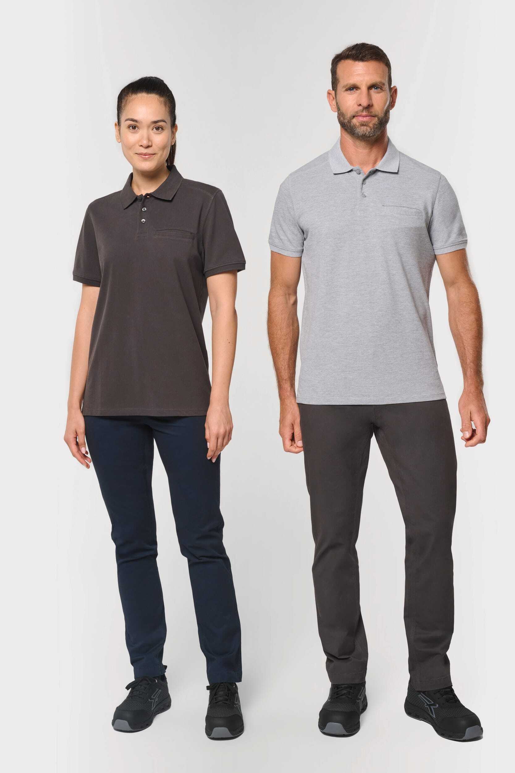 Polos personnalisable WK. DESIGNED TO WORK Polo unisexe écoresponsable avec poche poitrine