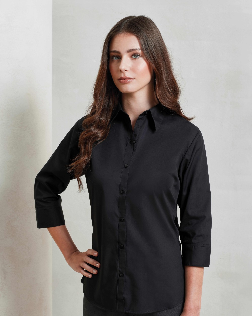 PREMIER Women's ¾ sleeve poplin blouse Hemden personalisierbar