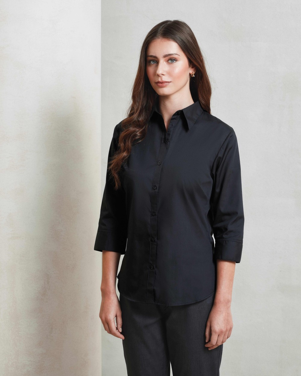 PREMIER Women's ¾ sleeve poplin blouse Hemden personalisierbar