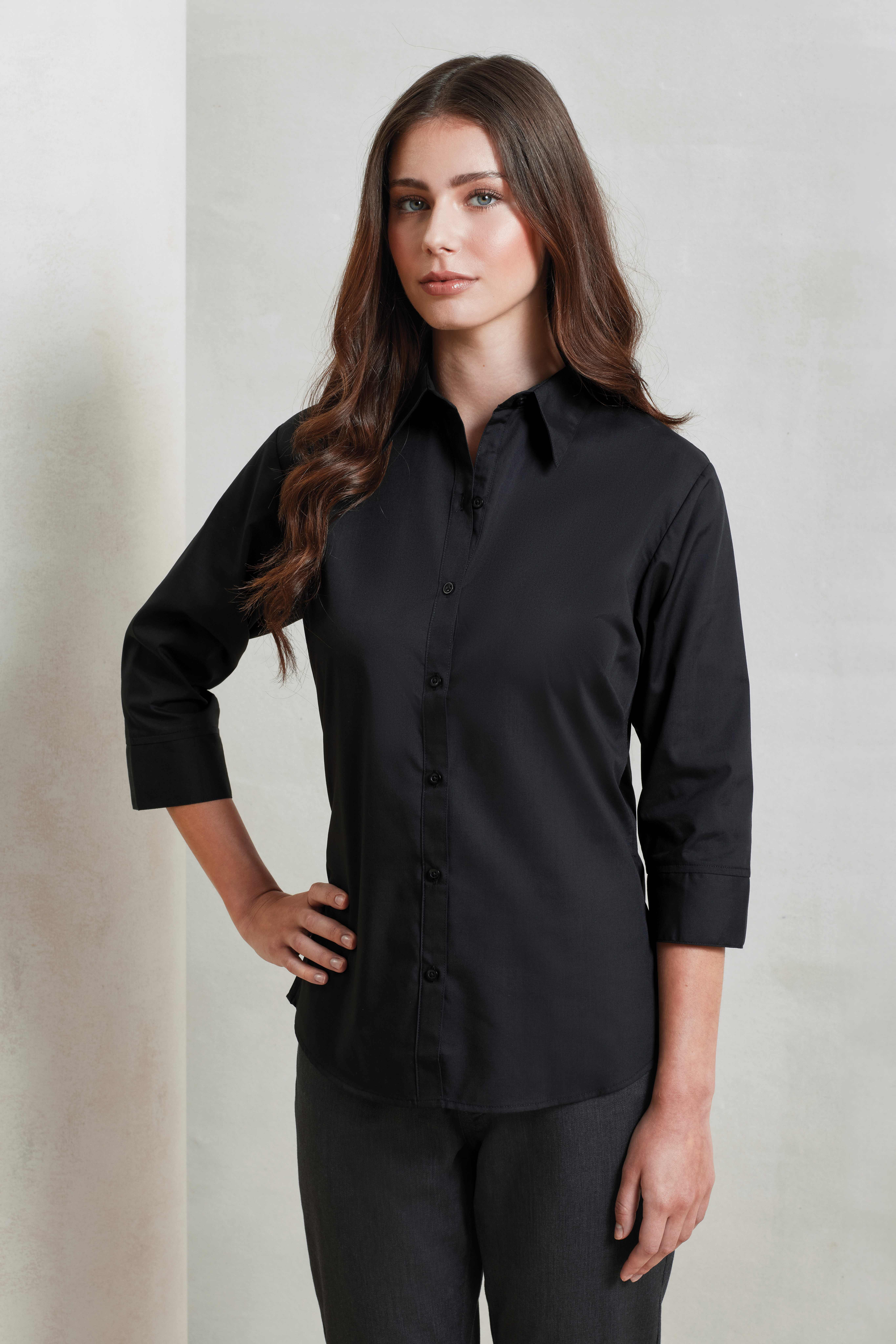 Chemises personnalisable PREMIER Chemisier popeline à manches trois-quarts