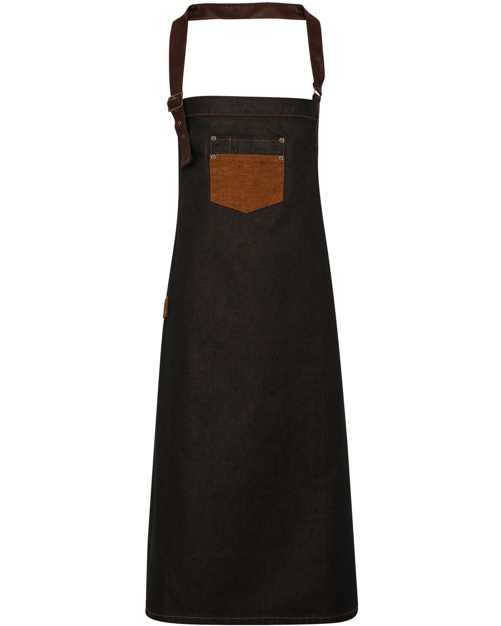 PREMIER Division - Waxed look denim bib apron with faux leather Schürzen personalisierbar