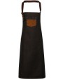 PREMIER Division - Waxed look denim bib apron with faux leather Schürzen personalisierbar