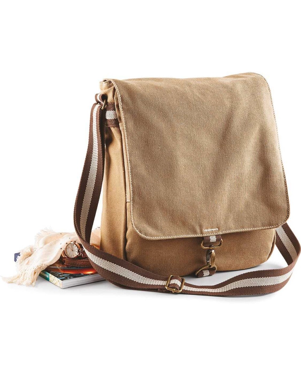 Tassen & Zakken QUADRA Vintage Canvas Messenger voor bedrukking &amp; borduring